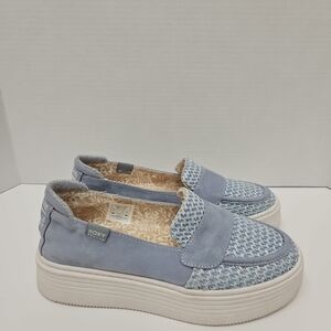 Roxy Women's Blue Houndstooth Platform Flats